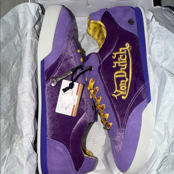 Von DutcH MRJ61 Vanderdutch Purple Gold Yellow Velvet Men’s Size 11.5 - Picture 3 of 8